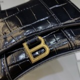 バーバリーバッグBURBERRY 2022新作 クロコダイル柄 ブラックゴールドバックル 砂時計バッグ