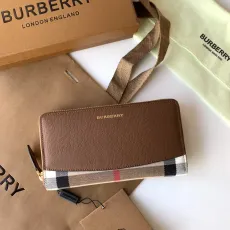 バーバリー財布BURBERRY 2022年新作 チェック柄＆グレインレザー ジッパーバッグ