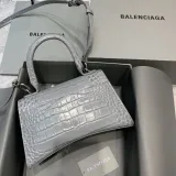 バーバリーバッグBURBERRY 2023新作 スモール クロコダイル ダークグレー アワーグラス バッグ