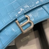 バーバリーバッグBURBERRY 2023新作 スモールクロコダイル 水彩ブルー 砂時計 バッグ