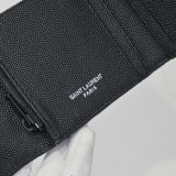 サンローラン財布Yves Saint Laurent 2023年新作 三つ折り財布 ボール柄 黒 ブラック バックル