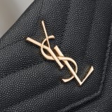 サンローラン財布Yves Saint Laurent 2023年新作 三つ折り財布 ボール柄 ブラック ゴールド バックル