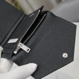 サンローラン財布Yves Saint Laurent 2023年新作 三つ折り財布 ブラック シルバー バックル
