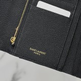 サンローラン財布Yves Saint Laurent 2023年新作 三つ折り財布 ボール柄 ブラック ゴールド バックル