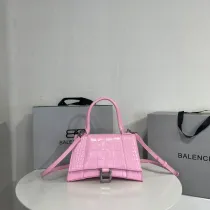 バレンシアガバッグBALENCIAGA 2023新作 アワーグラス バッグ 型押し ピンク