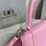 バレンシアガバッグBALENCIAGA 2023新作 アワーグラス バッグ 型押し ピンク
