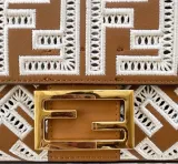 フェンディバッグFENDI 2023新作 ミディアム FF 中空刺繍 バゲットバッグ