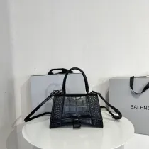 バレンシアガバッグBALENCIAGA 2023新作 アワーグラス バッグ 型押し 黒金具
