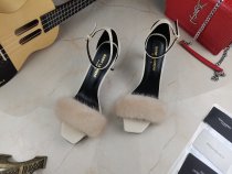 サンローラン靴Yves Saint Laurent 2023年新作 ミンクヘアー スティレットサンダル