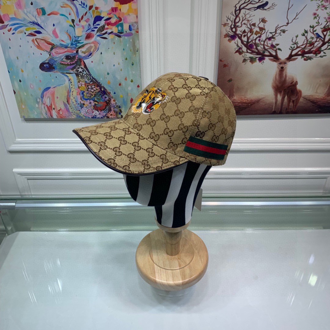 美品】GUCCI グッチ キャップ 帽子 タイガー 虎 キャンバス シマ