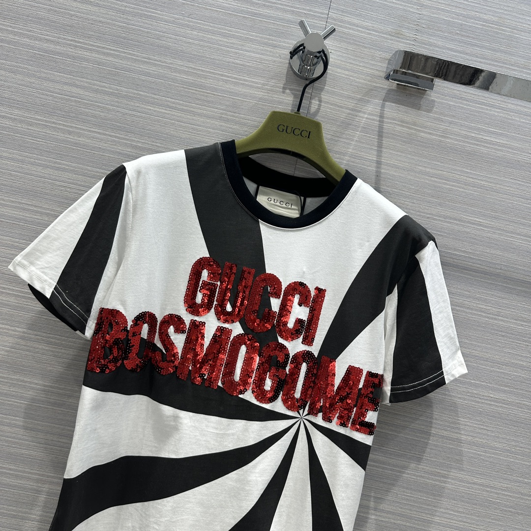 日本国内最高級ブランド販売店のブランド通販専門店 / グッチ服GUCCI 2023新作 旋風 白黒配色Tシャツ