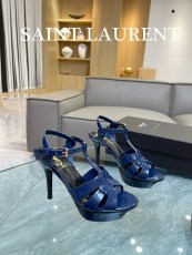 サンローラン靴Yves Saint Laurent 2023年新作マットパテントレザースティレットウォータープラットフォームサンダル