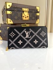 ルイヴィトン財布LOUIS VUITTON 2023新作 M81141 刺繍 黒 ファスナー長財布