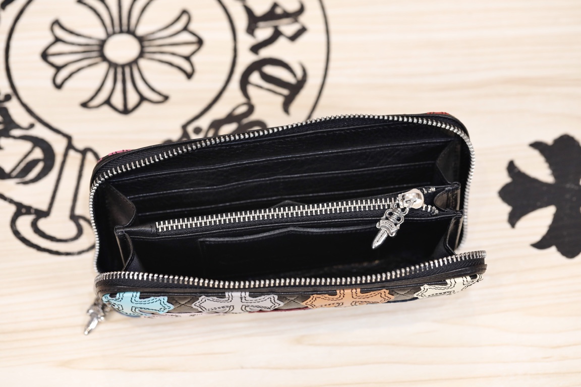 クロムハーツ財布CHROME HEARTS 2023新作 マルチクロスカラー ロングジッパーウォレット