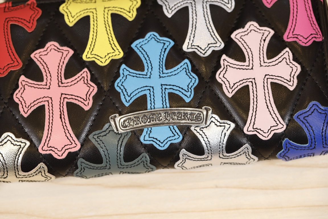 クロムハーツ財布CHROME HEARTS 2023新作 マルチクロスカラー ロングジッパーウォレット