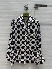 グッチ服GUCCI 2023新作 白黒ロンバスシルクシャツ