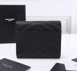 サンローラン財布Yves Saint Laurent 2023年新作 高級 403943 三つ折り財布 ボール柄 黒 ブラック バックル