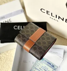 セリーヌ財布CELINE 2023年新作 高品質 スモールプリント シープレザー 三つ折り財布 10D57