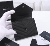 サンローラン財布Yves Saint Laurent 2023年新作 高級 403943 三つ折り財布 ボール柄 黒 ブラック バックル