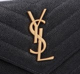 サンローラン財布Yves Saint Laurent 2023年新作 高品質 403943 三つ折り財布 ボール柄 ブラック ゴールドバックル