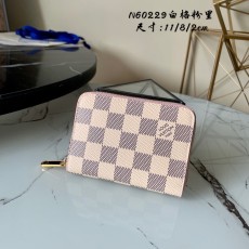 ルイヴィトン財布LOUIS VUITTON 2023年新作 高品質 N60229 ホワイト グリッド ピンク ファスナー 小銭入れ