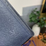 ルイヴィトン財布LOUIS VUITTON 2023年新作 高品質 M61696 ブルー クロス柄 キャンバス ポケットウォレット