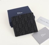 ディオール財布DIOR 2023新作 高品質 BBH027 メンズ ショートウォレット ブラック ジャカードクロス