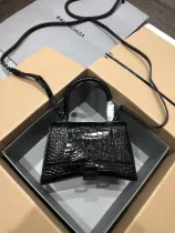 バレンシアガバッグBALENCIAGA 2023年新作高級クロコダイルブラックブラックバックル砂時計バッグ