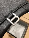 バレンシアガバッグBALENCIAGA 2023新作 高品質 ブラック ライチ柄 シルバーバックル 砂時計 バッグ