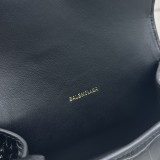 バレンシアガバッグBALENCIAGA 2023年新作高品質92940スモールクロコダイルブラックゴールド砂時計バッグ