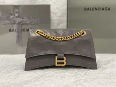 バレンシアガバッグBALENCIAGA 2023新作 高品質 151 スモール グレー バースト クラック ゴールド バックル 砂時計 チェーン バッグ