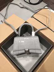 バレンシアガバッグBALENCIAGA 2023年新作高級クロコダイルグレーシルバーバックル砂時計バッグ