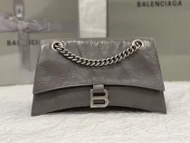 バレンシアガバッグBALENCIAGA 2023新作 高品質 151 スモール グレー バースト クラック シルバー バックル 砂時計 チェーン バッグ