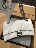 バレンシアガバッグBALENCIAGA 2023新作 高品質 スモール ホワイト シルバー バックル アワーグラス チェーン バッグ