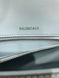 バレンシアガバッグBALENCIAGA 2023年新作高級クロコダイルライトブルーシルバーバックル砂時計バッグ