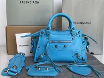 バレンシアガバッグBALENCIAGA 2023 新しい高品質 699 オイル ワックス ブルー オートバイ バッグ