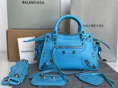 バレンシアガバッグBALENCIAGA 2023 新しい高品質 699 オイル ワックス ブルー オートバイ バッグ