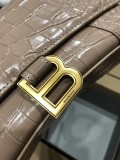 バレンシアガバッグBALENCIAGA 2023年新作高級クロコダイルミルクティー配色ゴールドバックル砂時計バッグ