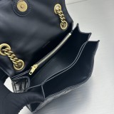 バレンシアガバッグBALENCIAGA 2023年新作高品質92832スモールオイルワックスブラックゴールドリークチェーンバッグ
