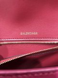 バレンシアガバッグBALENCIAGA 2023年新作高級クロコダイルチェリーレッドゴールドバックル砂時計バッグ