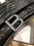 バレンシアガバッグBALENCIAGA 2023年新作高級クロコダイルブラックブラックバックル砂時計バッグ