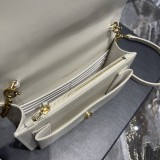 サンローランバッグYves Saint Laurent 2023年新作 高品質 533026 ホワイトゴールドバックル つまようじ柄 サンセットバッグ