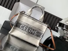 セリーヌバッグCELINE 2023 新作 高品質 199162 スモール ジャガード ストライプ生地 カーフスキン ハンドバッグ
