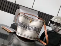 セリーヌバッグCELINE 2023年新作 高品質 195573 ラージ ジャガード ストライプ生地 カウレザー バケットバッグ