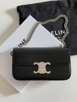 セリーヌバッグCELINE 2023年新作 高品質 197992.PH シルバーチェーン ブラック ショートチェーン 脇下バッグ