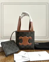 セリーヌバッグCELINE 2023年新作 上質なロゴプリント カーフレザー キューブ ハンドバッグ