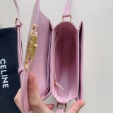 セリーヌバッグCELINE 2023 新品 高品質 サドルバッグ ピンク シャイニーカーフレザー ハンドバッグ
