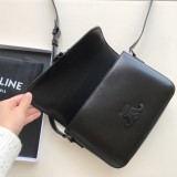 セリーヌバッグCELINE 2023 新品 高品質 ハードウェア ブラック メタル バックル カーフスキン ハンドバッグ