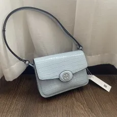 トリーバーチバッグTORY BURCH 2023年新作高品質893クロコダイル柄ブルーパテントレザー両用ショルダーバッグ