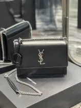 サンローランバッグYves Saint Laurent 2023年新作 高品質 422906 ブラック シルバーバックル つまようじ柄 サンセットバッグ